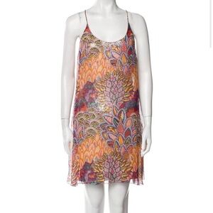 90s Nicole Miller Silk Sequin Mini Dress ✨ Colorful Boho Print | Size M